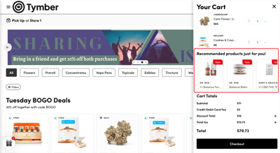 Recommended Products in Shopping Cart